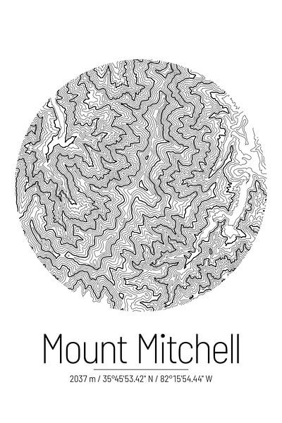 Le Mont Mitchell | Topographie de la carte (Minimal) par ViaMapia