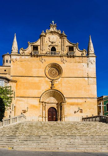 View of the church in the spanish old town Felanitx