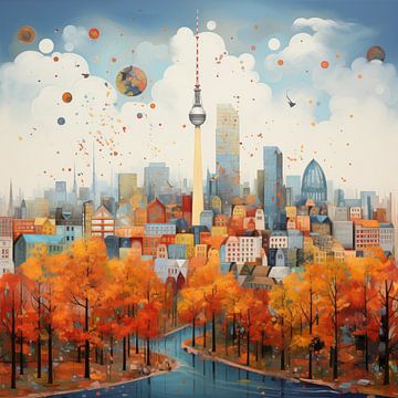 Skyline Berlin creatief en kleurrijk van TheXclusive Art