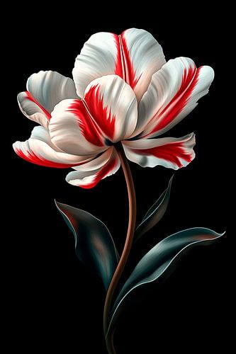 Rouge avec tulipe blanche