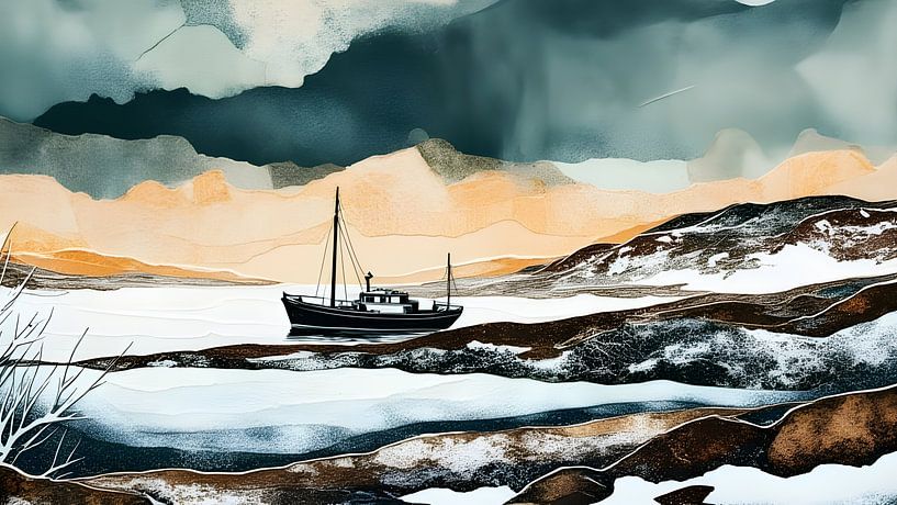 Fishing boat in the fjord by Nick Wendt