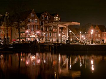 Hoorn bij nacht - de brug bij de oude haven