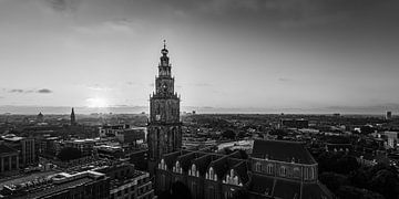 Centre of Groningen in black and white