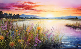 Landschaft in sanften Farben von Gelissen Artworks