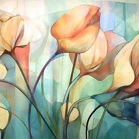 Tulpen Abstraktes Aquarell von Jacky