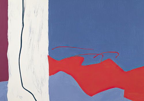 Abstract colour composition in blue and red by Niklas Maximilian
