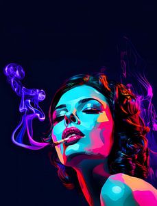 Pop Colour Art: Rauchende Frau Modern von Surreal Media