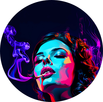 Pop Colour Art: Rokende Vrouw Modern van Surreal Media
