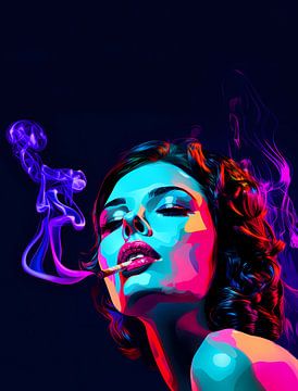 Pop Colour Art : Femme fumeuse moderne sur Surreal Media