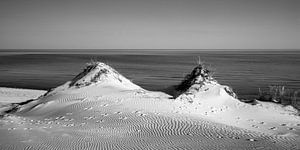 Dunes et la mer en noir et blanc sur Sascha Kilmer