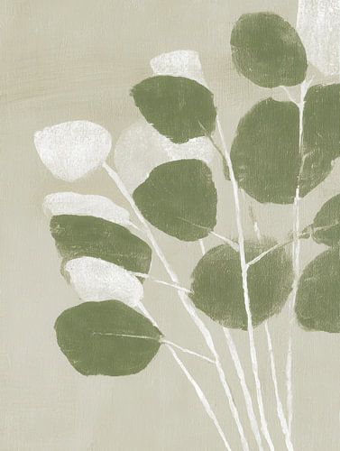 Abstrakte Eukalyptusblätter in sanften Grüntönen von But First Framing