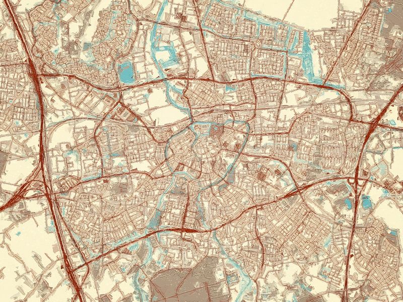 Map of Breda in the style Blue &amp; Cream by De Kaartenwinkel
