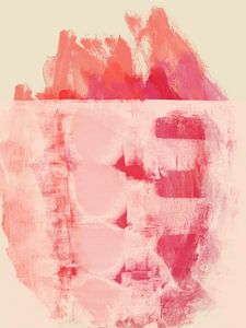 Abstrakte Malerei in rot, rosa, orange, weiß