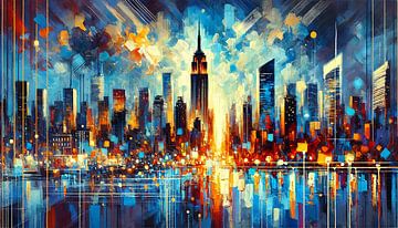 Abstracte New York City Skyline van Tineke Visscher