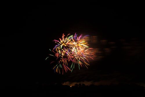 Plusieurs explosions de feux d'artifice de différentes couleurs en même temps