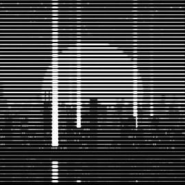 Abstract Cityscape with city skyline in black and white by Maurice Dawson