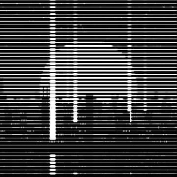 Abstrakte Stadtlandschaft mit Stadtsilhouette in Schwarz und Weiß