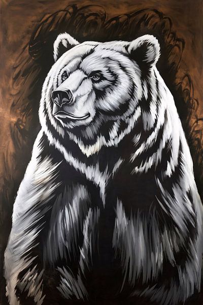Portrait d'ours en noir et blanc par Imperial Art House