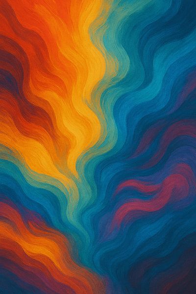 Fluid Harmony - Abstrakte Farbfluss Wandkunst von RavenC Store