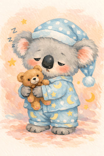 Slapende Koala met Teddybeer