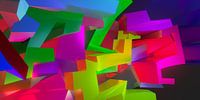Ruimtelijk en modern 3D graffiti kunstwerk van Pat Bloom - Moderne 3D, abstracte kubistische en futurisme kunst thumbnail
