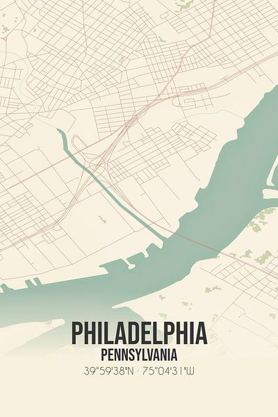 Carte ancienne de Philadelphie (Pennsylvanie), Etats-Unis. par Affiches de lieux