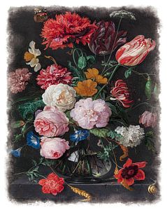 Série des anciens maîtres n°6 - Nature morte avec des fleurs dans un vase en verre, Jan Davidsz. de 
