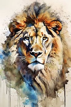 lion in watercolour
