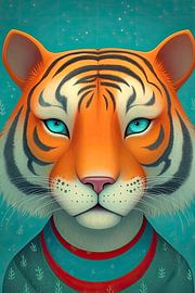 Colourful animal portrait: Tiger by Christian Ovís