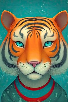 Portrait d'animal coloré : Tigre sur Christian Ovís