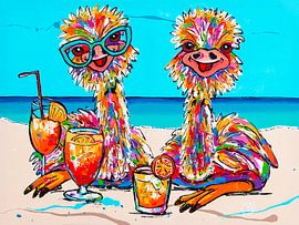 Glückliche Strauße im Urlaub