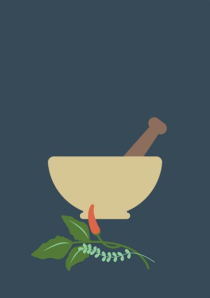 Kitchen series, mortar with chilli and thyme by Atelier Hedy Marguerite