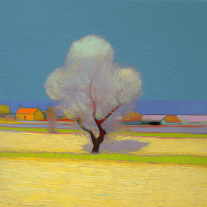 Landschaft mit Baum im Van-Gogh-Stil_Quadrat