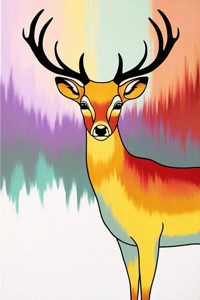 Colourful deer image on abstract background by Imperial Art House