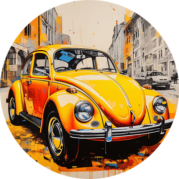 Volkswagen beetle geel pop art van TheXclusive Art
