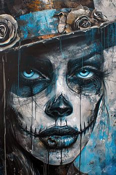 Skeleton Vrouwen Gezicht met Verfijnde Hoed