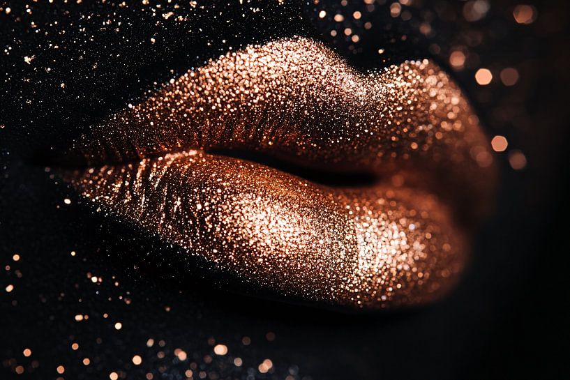 Glinsterende bronzen lippen close-up van Art & Soul Creations