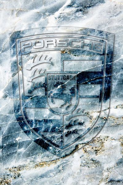 Porsche Logo auf blauem Marmor von 2BHAPPY4EVER.com photography & digital art