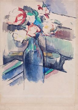 Paul Cezanne, Rozen in een fles, 1904 van Atelier Liesjes