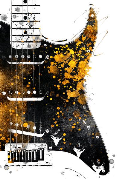 Guitar 34 music art black and gold #guitar #music by JBJart Justyna Jaszke