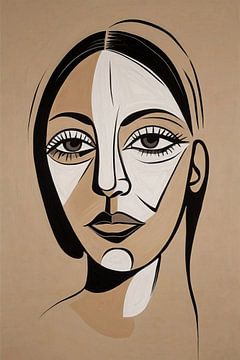 Abstract beige lady by De Muurdecoratie