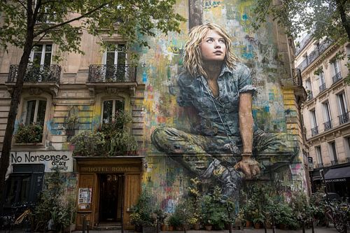 Street Art Portret - Paris Urban Krachtig Schilderij