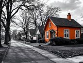 Black-and-white Photo Art with Orange House and 'For Sale' Sign - for Estate Agents by Basahen thumbnail