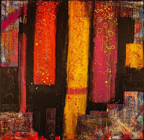 Bunte Farbstreifen vor Schwarz