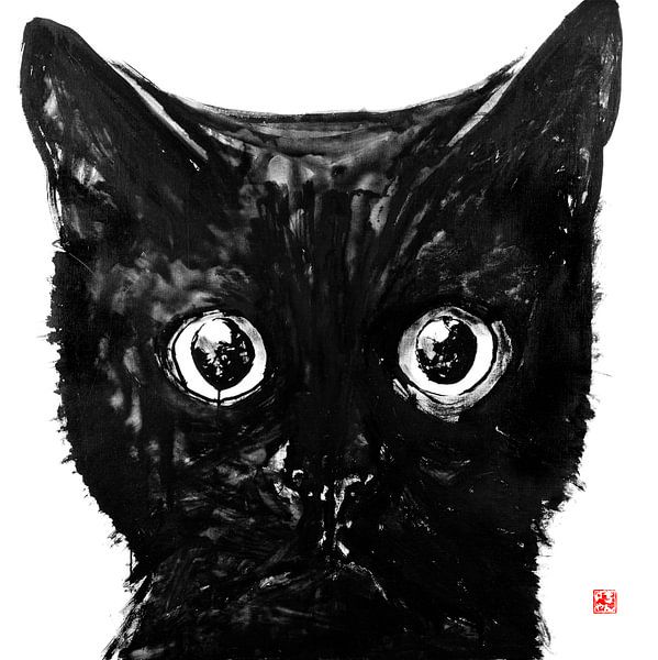 schwarze Katze von Péchane Sumie