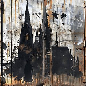 Kölner Dom Silhouette Rost Metall Verwittert Containertür