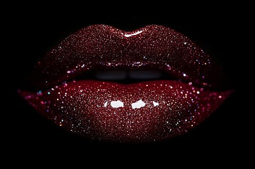Glinsterende rode glamour lippen