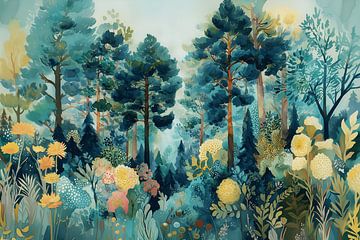 Sprookjesachtige bostuin in zachte kleuren van NJ Midnight Studio