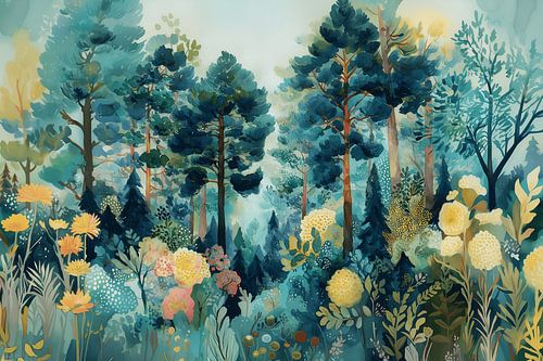 Jardin forestier féérique aux couleurs douces