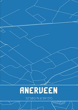 Blauwdruk | Landkaart | Anerveen (Overijssel) van Rezona